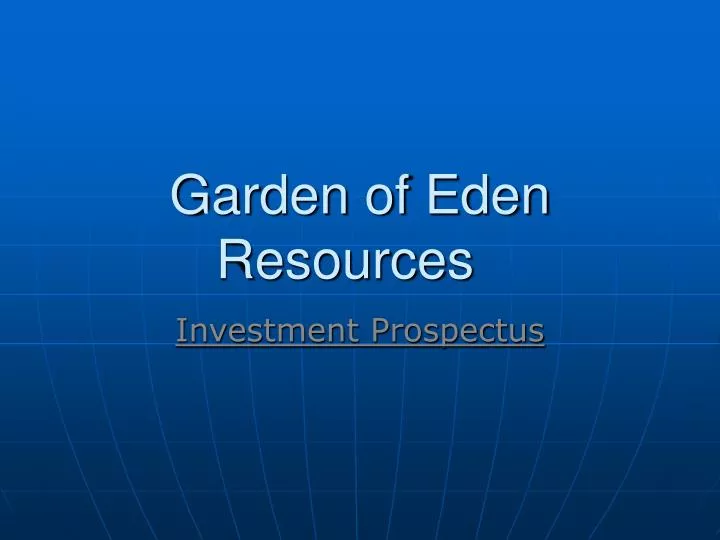 garden of eden resources