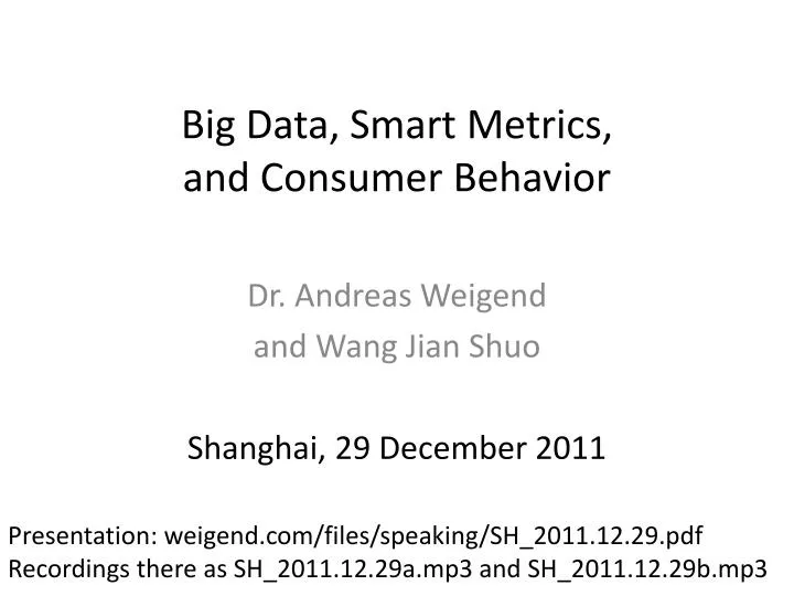 big data smart metrics and consumer behavior