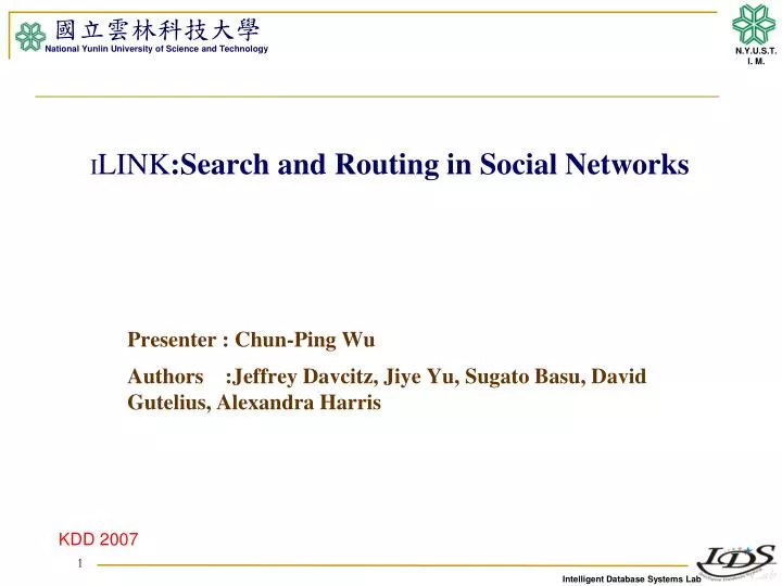 i link search and routing in social networks