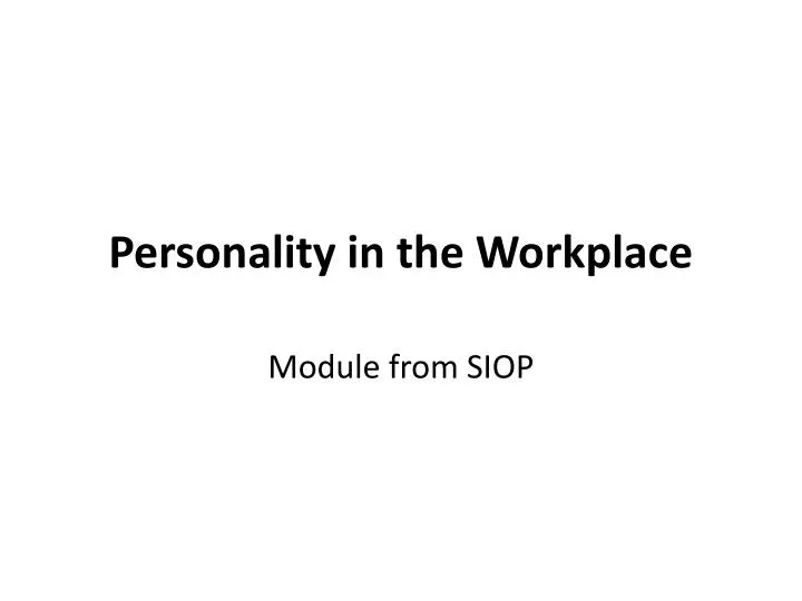personality in the workplace