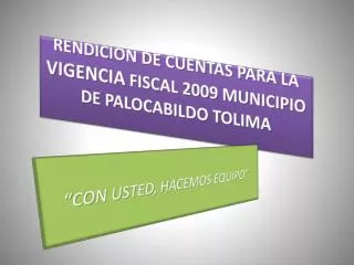 rendicion de cuentas para la vigencia fiscal 2009 municipio de palocabildo tolima