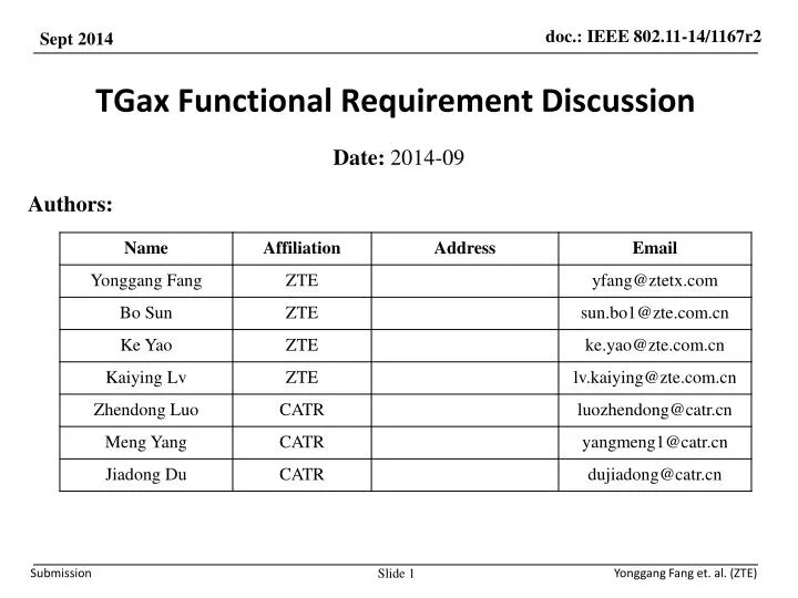 tgax functional requirement discussion