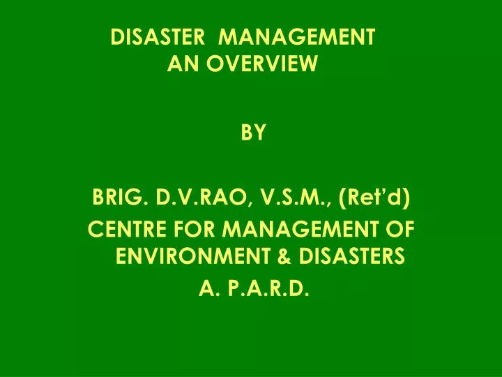 disaster management an overview