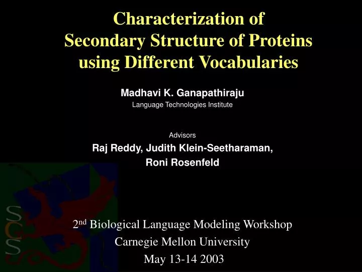 characterization of secondary structure of proteins using different vocabularies