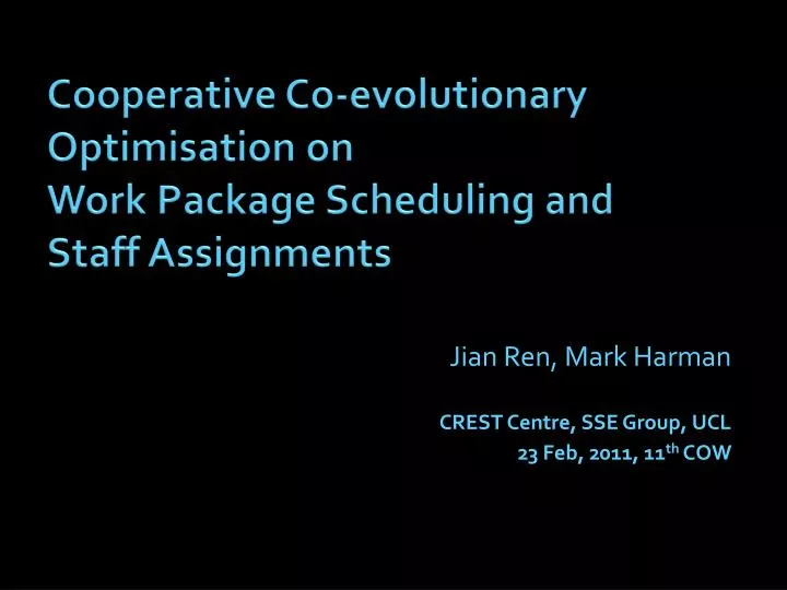 cooperative co evolutionary optimisation on work package scheduling and staff assignments