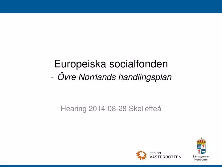 europeiska socialfonden vre norrlands handlingsplan