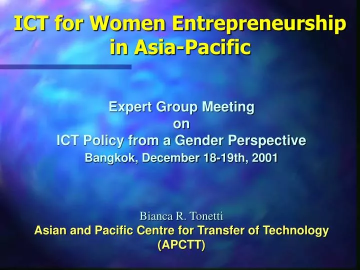 ict for women entrepreneurship in asia pacific