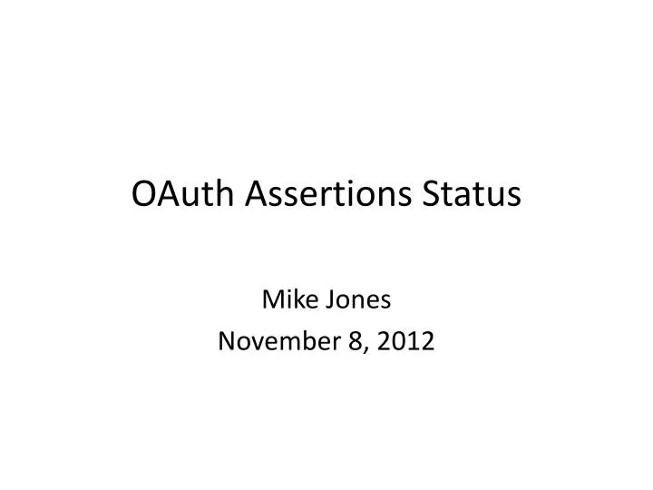 oauth assertions status