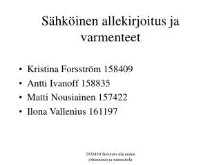 s hk inen allekirjoitus ja varmenteet