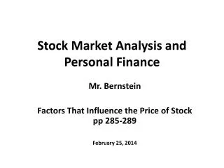 Stock Market Analysis and Personal Finance