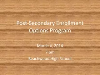Post-Secondary Enrollment Options Program