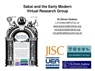 Sakai and the Early Modern Virtual Research Group