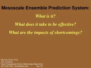 Mesoscale Ensemble Prediction System: What is it? What does it take to be effective?