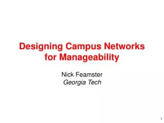 Designing Campus Networks for Manageability