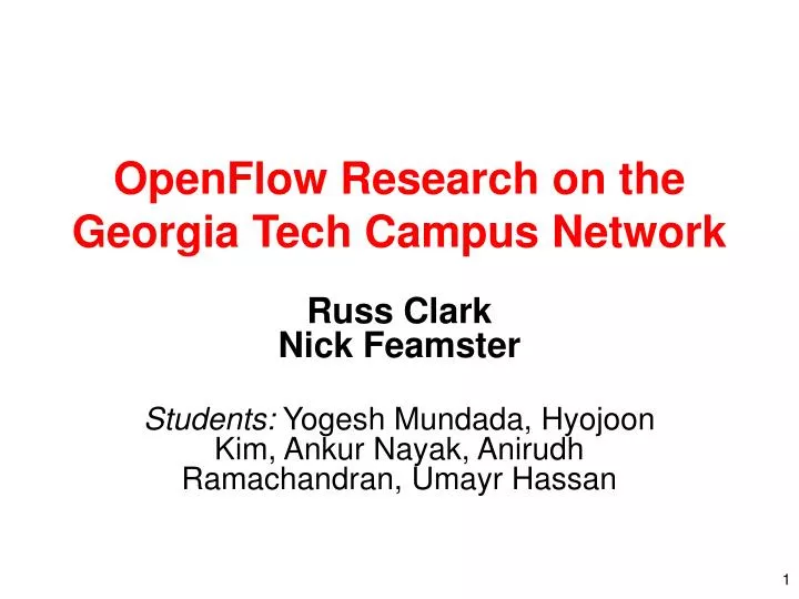 openflow research on the georgia tech campus network