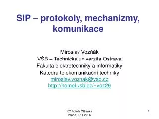 sip protokoly mechanizmy komunikace