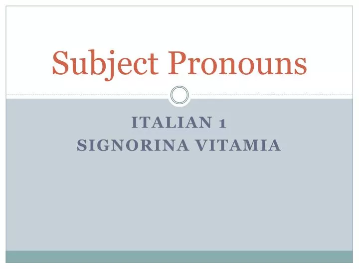 subject pronouns