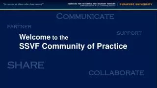 Welcome to the SSVF Community of Practice
