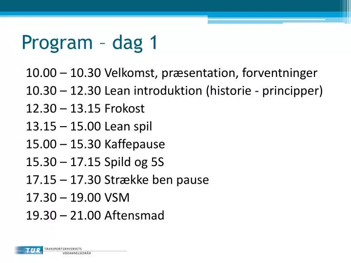 program dag 1