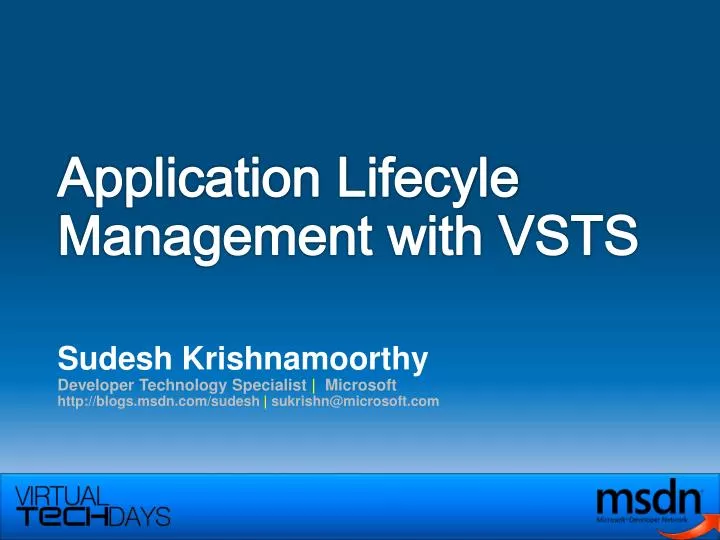 application lifecyle management with vsts