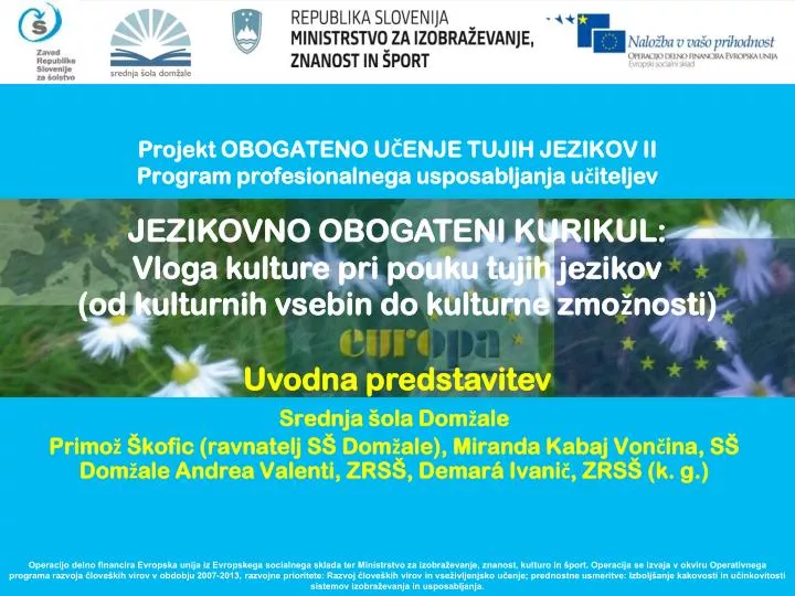 projekt obogateno u enje tujih jezikov ii program profesionalnega usposabljanja u iteljev