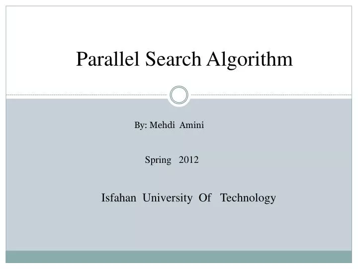 parallel search algorithm