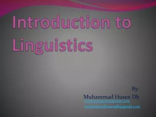 introduction to linguistics