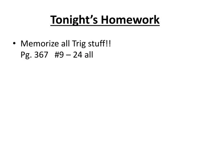 tonight s homework