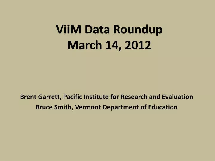 viim data roundup march 14 2012