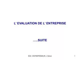 l evaluation de l entreprise