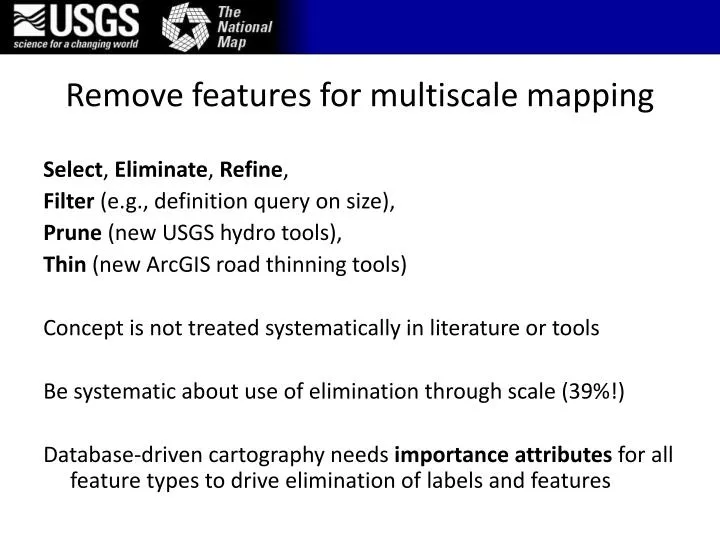 remove features for multiscale mapping