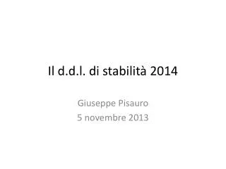 il d d l di stabilit 2014