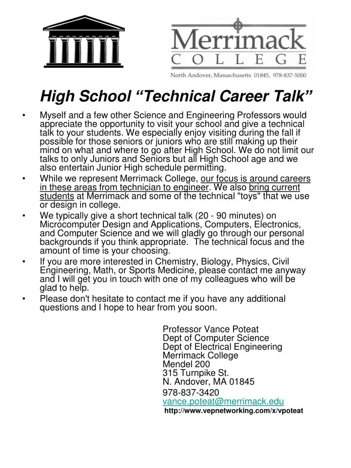high school technical career talk