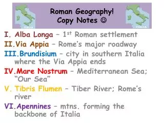 Roman Geography! Copy Notes ?
