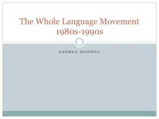The Whole Language Movement 1980s-1990s