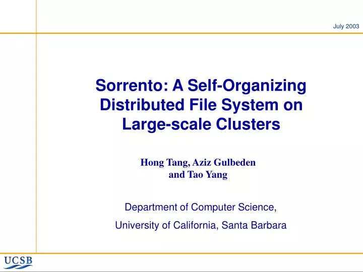 sorrento a self organizing distributed file system on large scale clusters