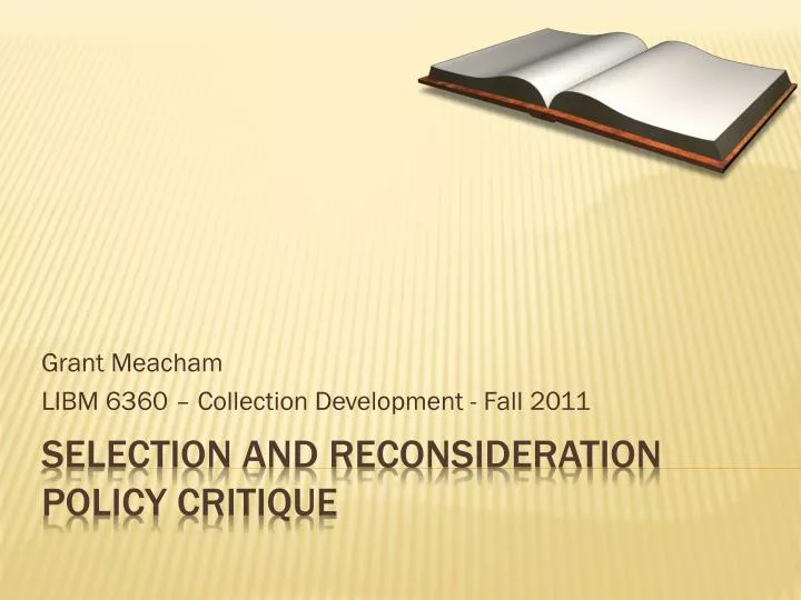 grant meacham libm 6360 collection development fall 2011
