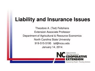 Liability and Insurance Issues