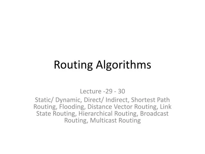 routing algorithms