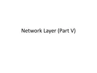 Network Layer (Part V)