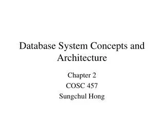 database system concepts and architecture