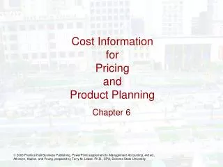 Cost Information for Pricing and Product Planning