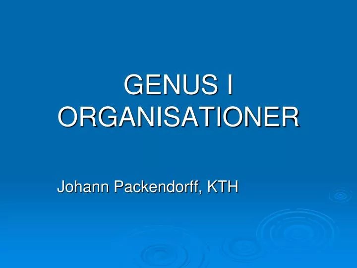 genus i organisationer