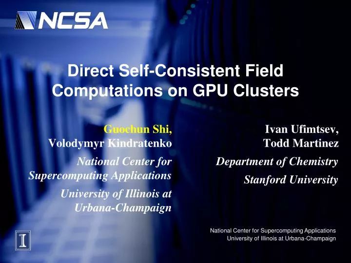 direct self consistent field computations on gpu clusters