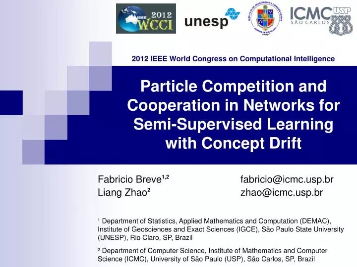 particle competition and cooperation in networks for semi supervised learning with concept drift