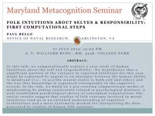 Maryland Metacognition Seminar