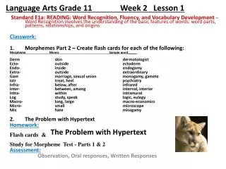 Language Arts Grade 11 Week 2 Lesson 1