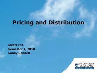 Pricing and Distribution