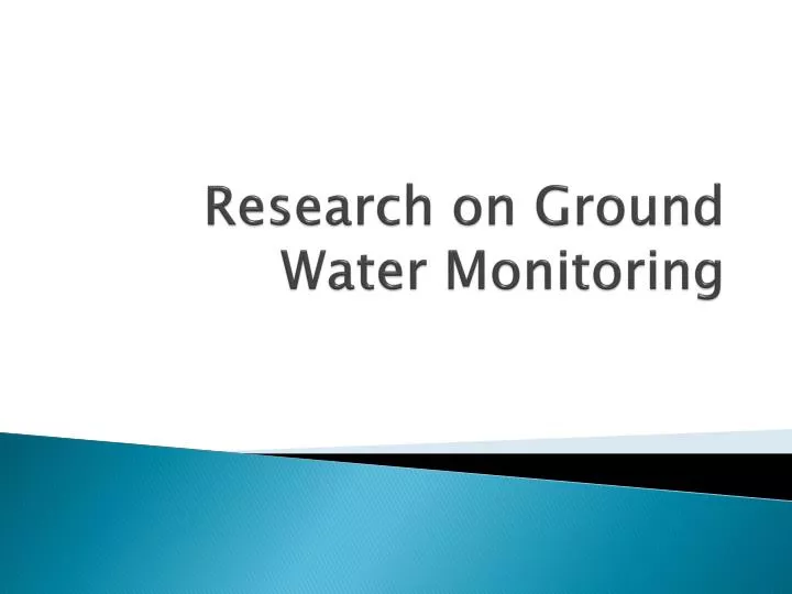 research on ground water monitoring