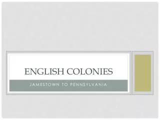 English Colonies